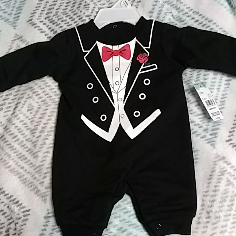 NWT Black tuxedo onesie
